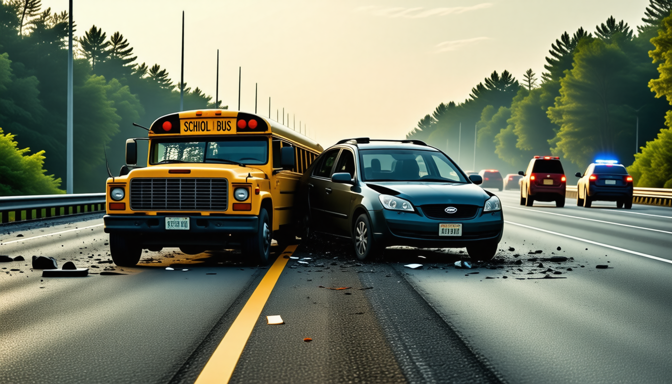 découvrez les détails d'un accident spectaculaire sur l'autoroute, où une voiture a percuté un car scolaire. heureusement, le bilan fait état de légers blessés, mais la circulation est entièrement interrompue. restez informé des dernières actualités et des conséquences de cet incident.