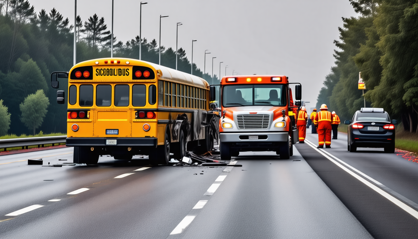 Accident spectaculaire : une voiture heurte un car scolaire sur l&rsquo;autoroute, bilan de légers blessés et circulation interrompue