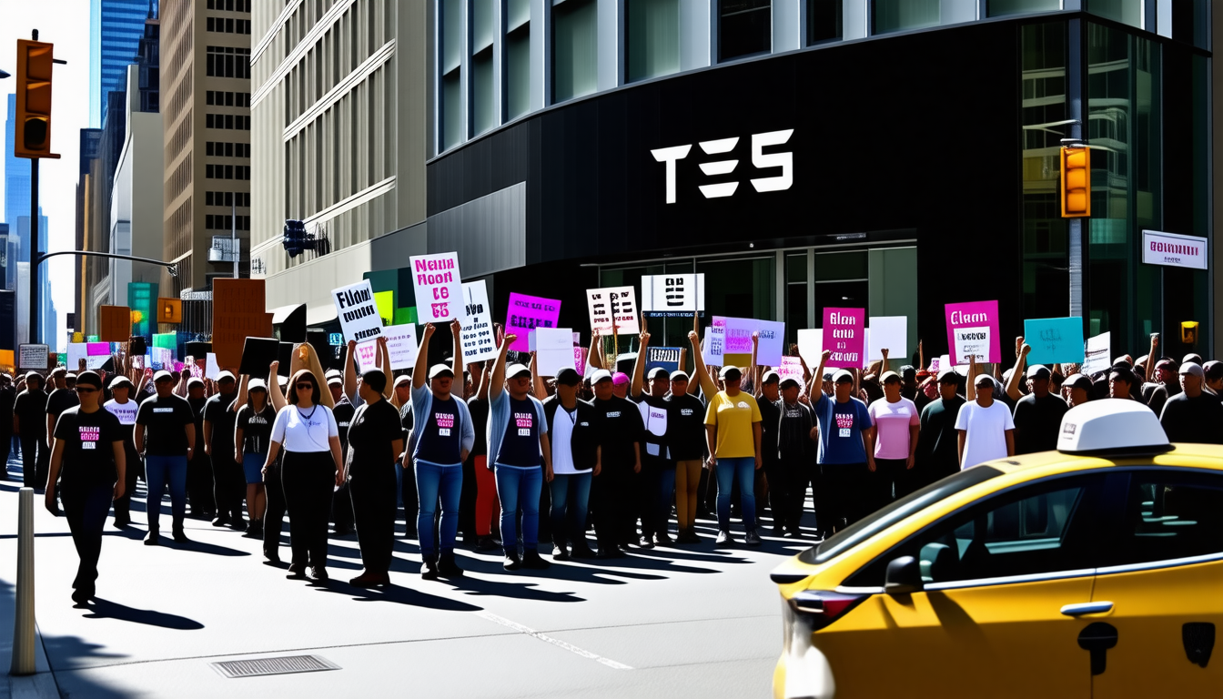 Des manifestants à New York exigent le départ de Musk devant un magasin Tesla