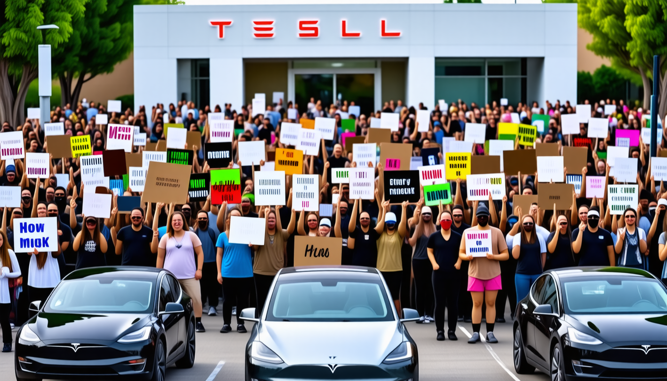 Des rassemblements de protestation contre Elon Musk devant les concessions Tesla aux États-Unis