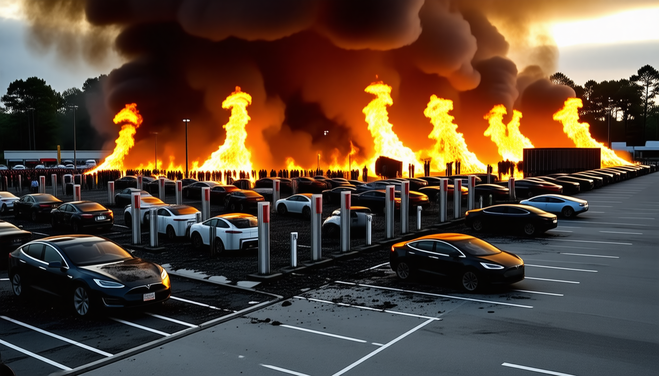 Incendie sur le parking d’une grande surface : 12 superchargeurs Tesla détruits dans la Loire