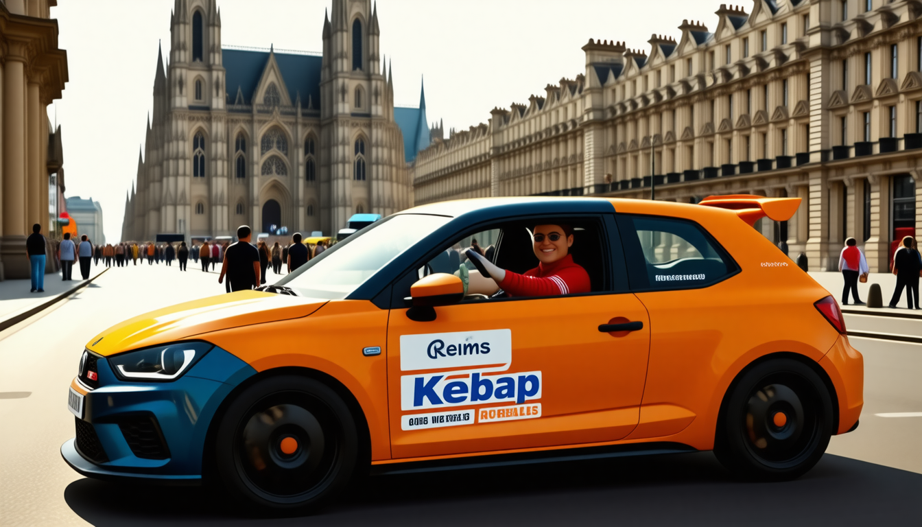 découvrez l'originalité à reims avec un livreur de kebabs qui parcourt la ville à bord d'une voiture de course. une aventure unique alliant gastronomie et vitesse, où la passion du bon goût rencontre l'adrénaline des motorsports. suivez-le dans ses trajets atypiques et savourez l'expérience inédite de déguster des kebabs tout en admirant les paysages rémois.