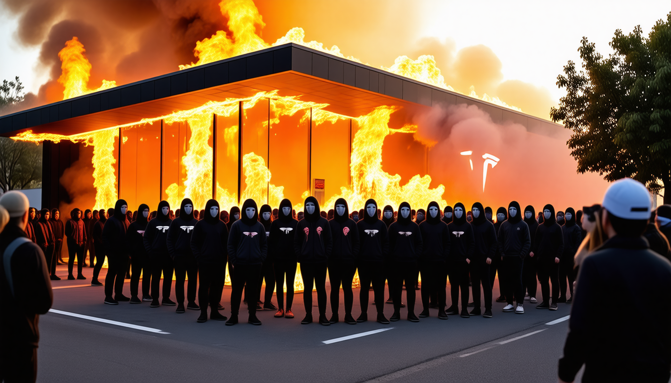 Un collectif anarchiste s’approprie l’incendie du showroom Tesla à Toulouse