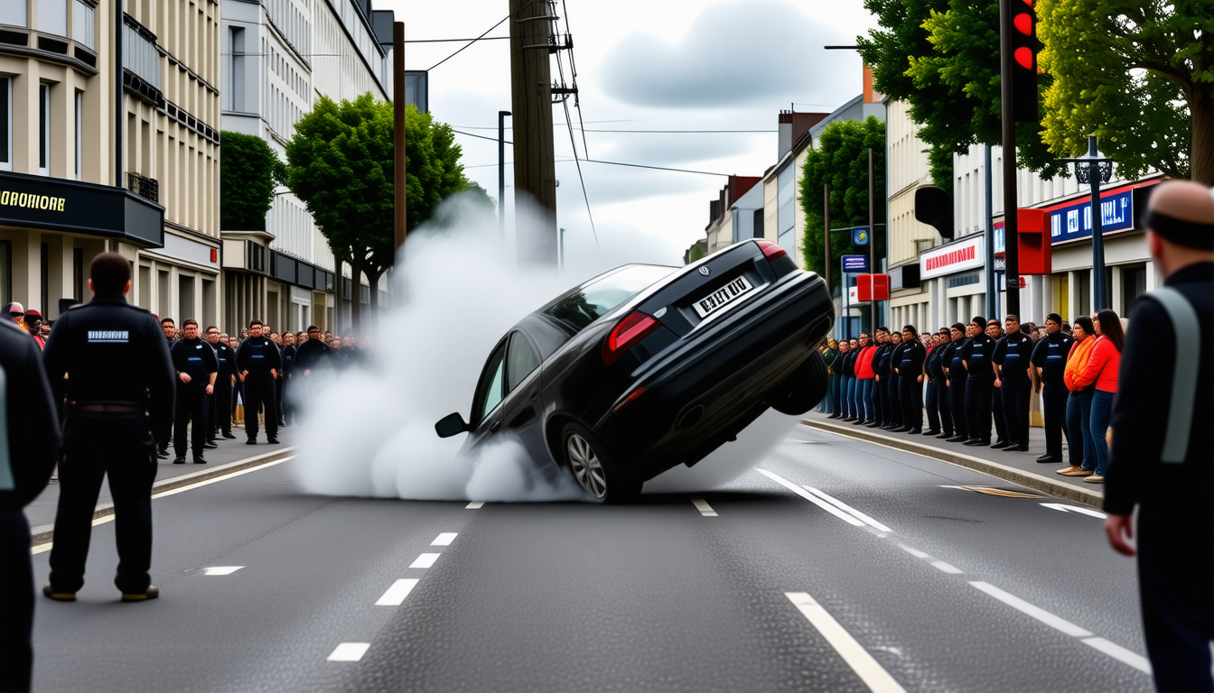 Un spectaculaire accident à Niort : une voiture effectue des tonneaux avant de percuter un poteau téléphonique