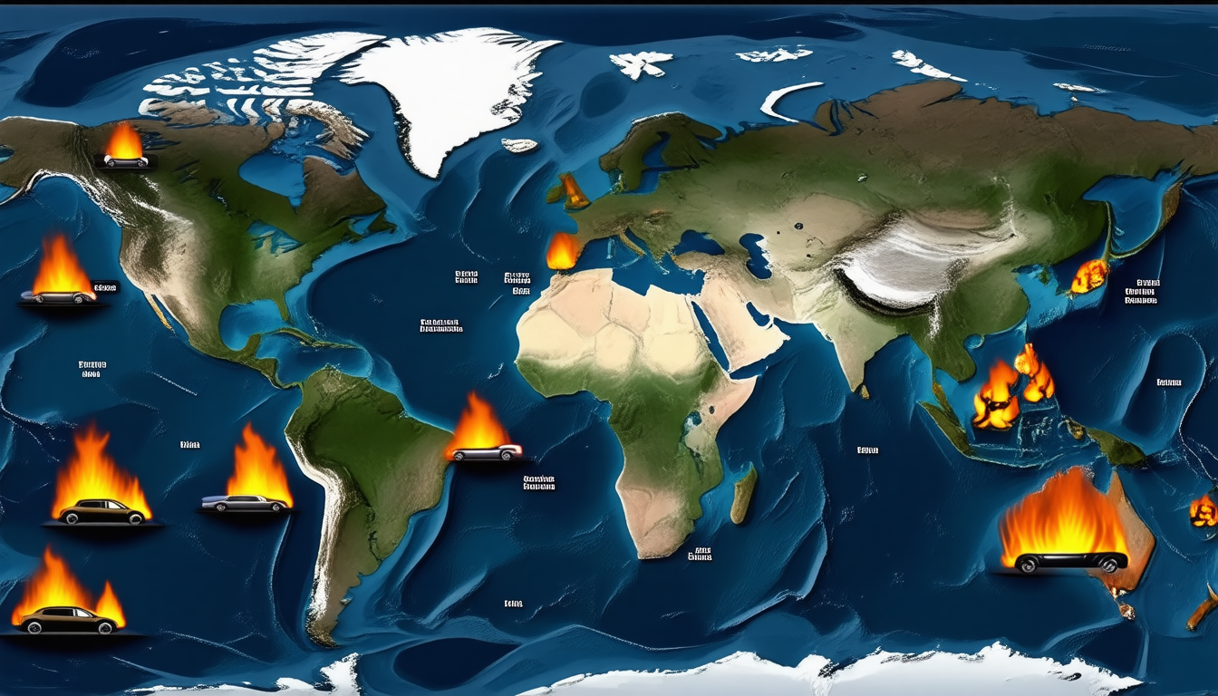 Une nouvelle mise à jour sur la carte mondiale des Tesla endommagées ou incendiées : des incidents récents survenus ce weekend