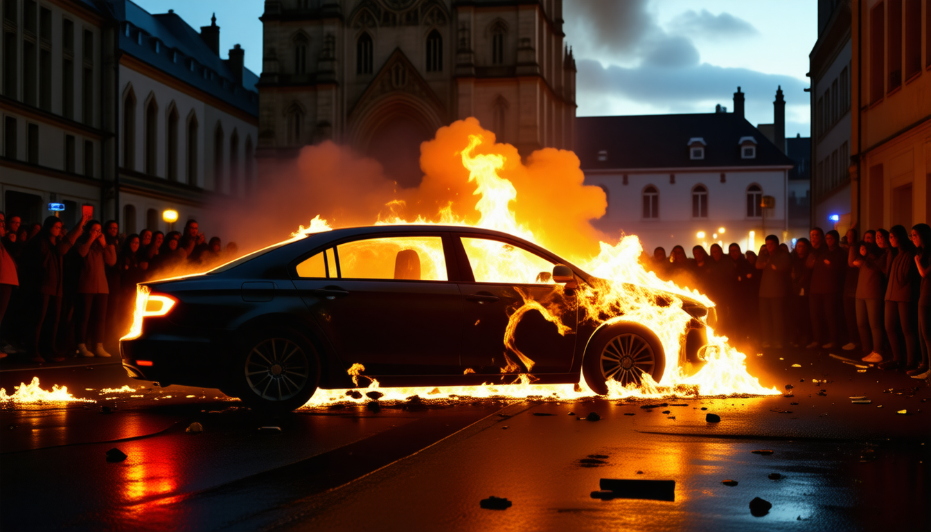 une voiture a été ravagée par des flammes sur la place de l'église à noyal-pontivy, marquant le second incident en moins de deux mois. cet événement soulève des questions sur la sécurité et la nécessité de mesures préventives face à ces incendies répétitifs.